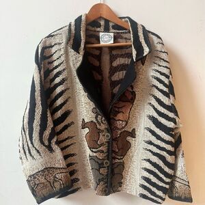 Sugar Street‎ Weavers Cotton Tapestry Jungle Animal Botton Up Jacket One Size